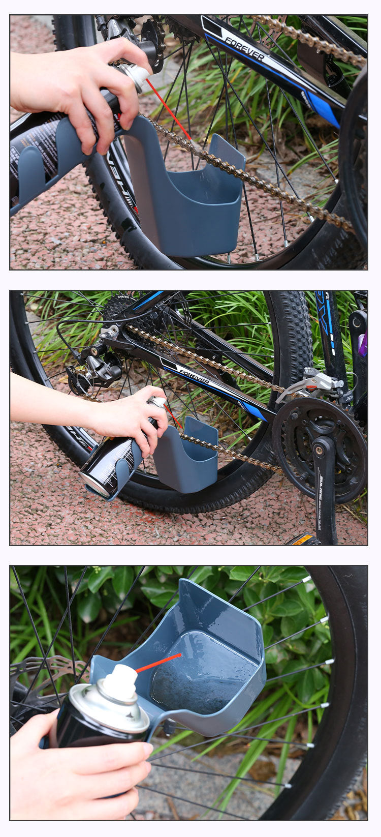Bicycle Chain Cleaning Brush Set with Oil Drip Tray, Dual-Head Scrubber Tool for Bike Drivetrain Maintenance