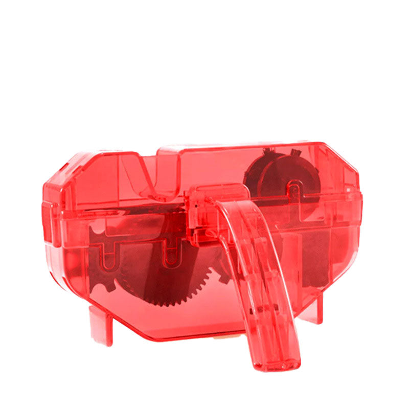 Portable Bike Chain Cleaning Tool, Compact Gear Scrubber with Rotating Brushes for Mountain and Road Bicycles, Red