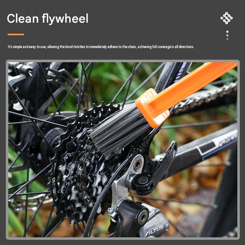 Bicycle Chain Cleaning Brush Set with Oil Drip Tray, Dual-Head Scrubber Tool for Bike Drivetrain Maintenance