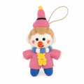 Pink Felt Clown Hanging Ornament, Small Decorative Character Figure for Shelf or Bag