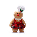 Gingerbread Girl Plush Holiday Decoration, Red Plaid Fabric Shelf Figure